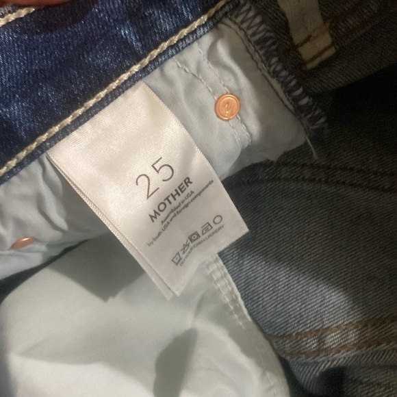 MOTHER THE SCRAPPER CUFF ANKLE FRAY IN SMASHING BANJOS BUTTON FLY HI RISE SZ 25 - Picture 7 of 16